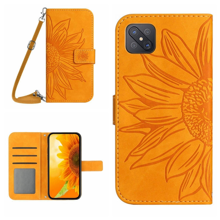 For OPPO Reno4 Z 5G/A92S Skin Feel Sun Flower Pattern Flip Leather Phone Case with Lanyard