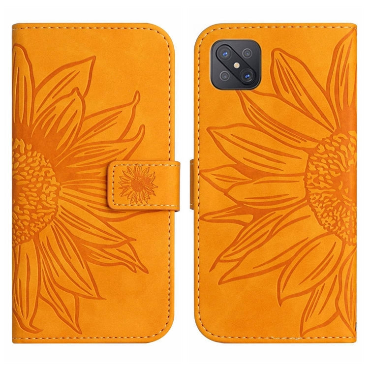 For OPPO Reno4 Z 5G/A92S Skin Feel Sun Flower Pattern Flip Leather Phone Case with Lanyard