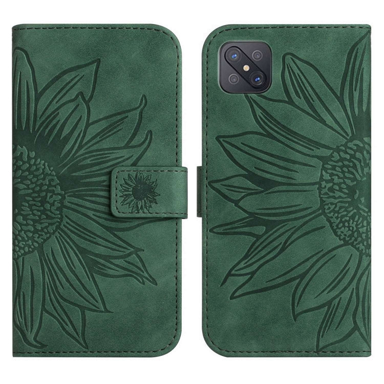 For OPPO Reno4 Z 5G/A92S Skin Feel Sun Flower Pattern Flip Leather Phone Case with Lanyard
