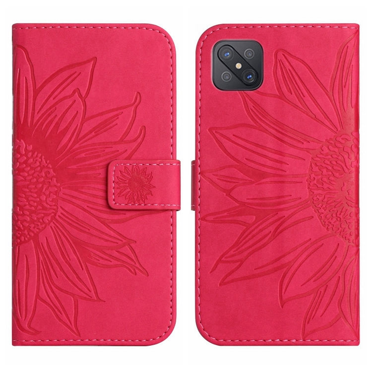 For OPPO Reno4 Z 5G/A92S Skin Feel Sun Flower Pattern Flip Leather Phone Case with Lanyard