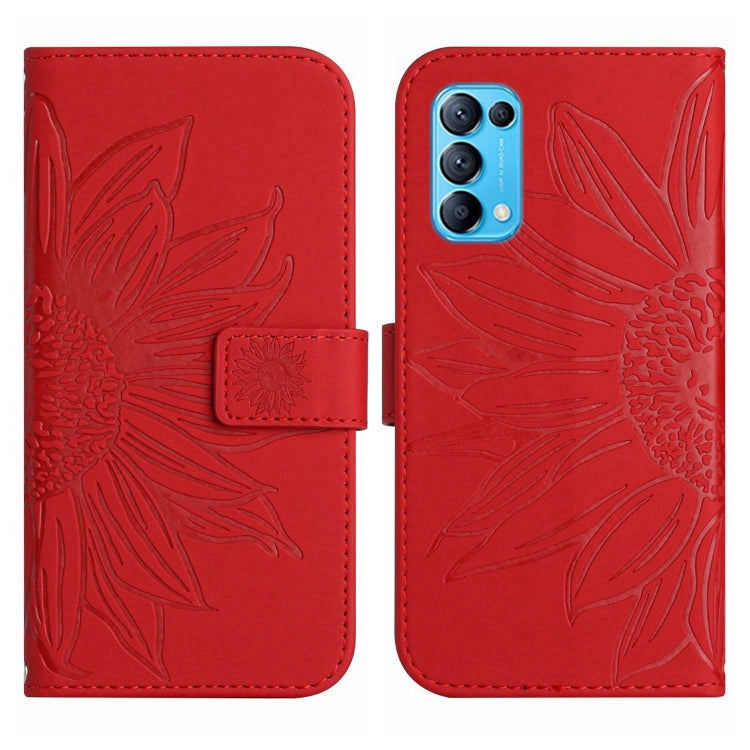 For OPPO Reno5 5G/Find X3 Lite Skin Feel Sun Flower Pattern Flip Leather Phone Case with Lanyard