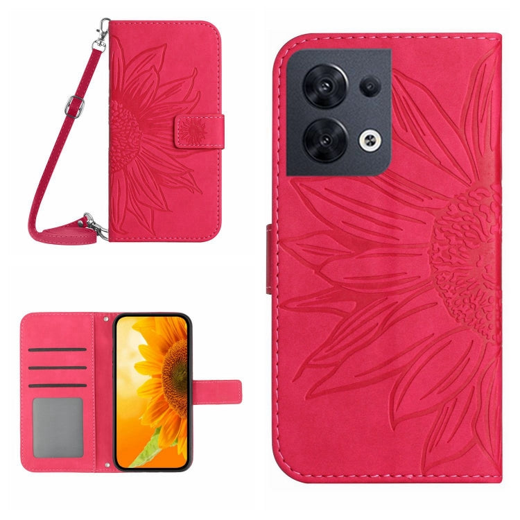 For OPPO Reno8 4G/Reno8 5G Skin Feel Sun Flower Pattern Flip Leather Phone Case with Lanyard