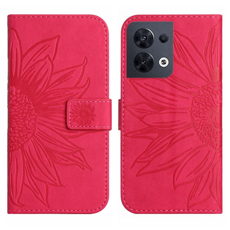 For OPPO Reno8 4G/Reno8 5G Skin Feel Sun Flower Pattern Flip Leather Phone Case with Lanyard