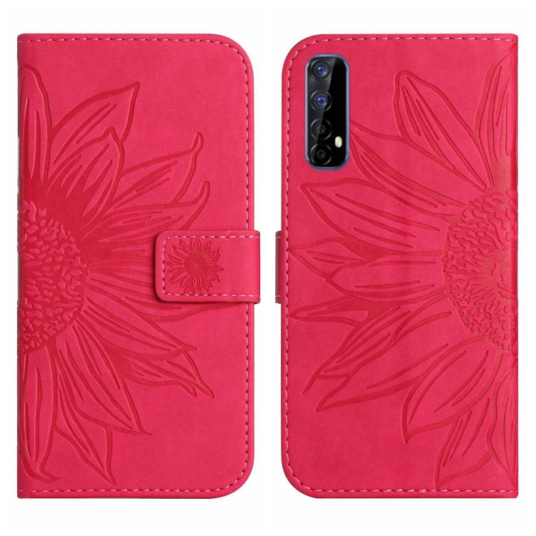 For Realme 7/Narzo 20 Pro Skin Feel Sun Flower Pattern Flip Leather Phone Case with Lanyard