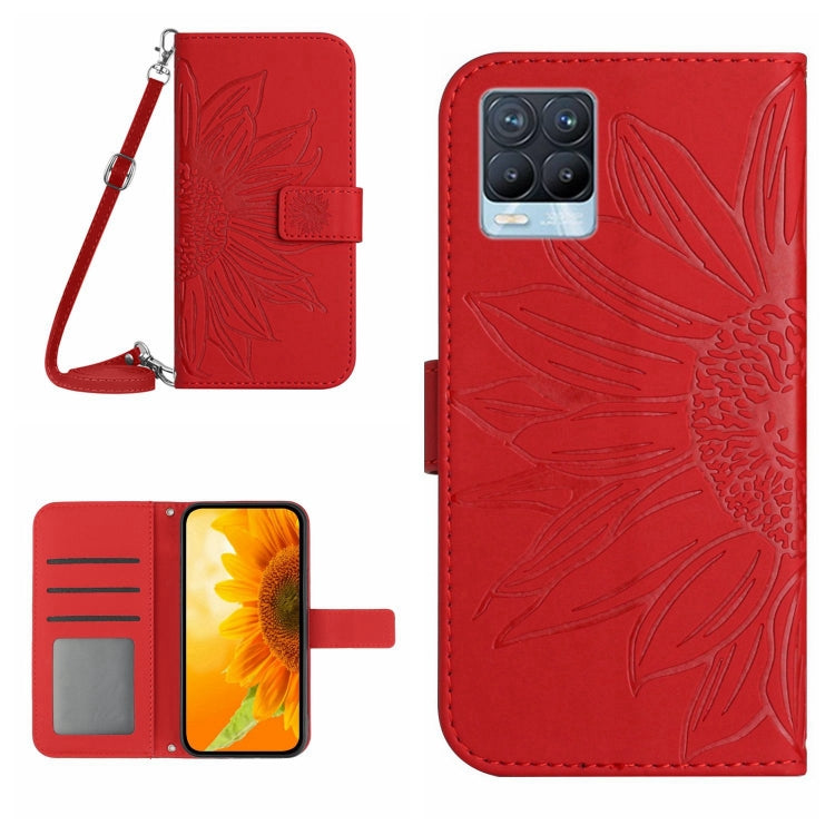 For Realme 8 4G/Realme 8 Pro Skin Feel Sun Flower Pattern Flip Leather Phone Case with Lanyard