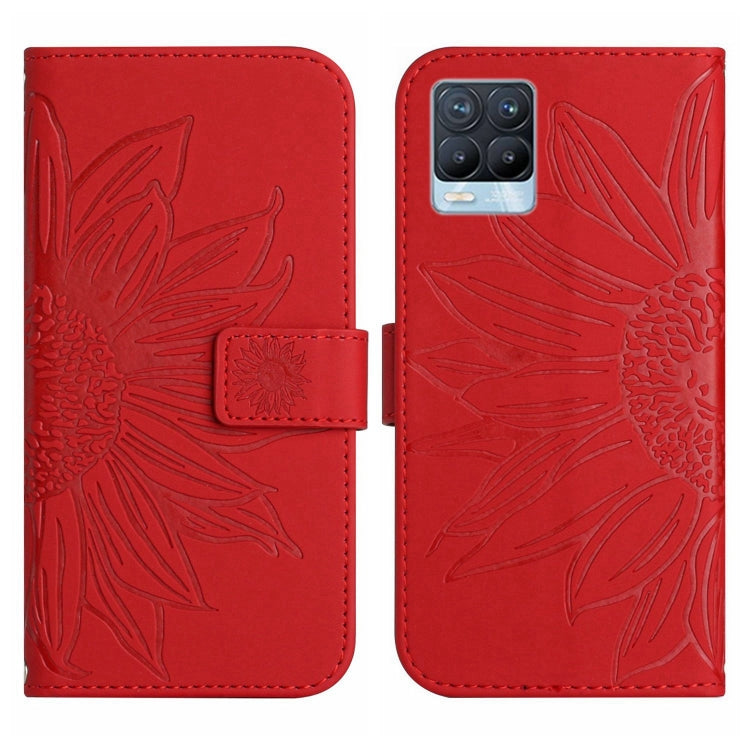 For Realme 8 4G/Realme 8 Pro Skin Feel Sun Flower Pattern Flip Leather Phone Case with Lanyard