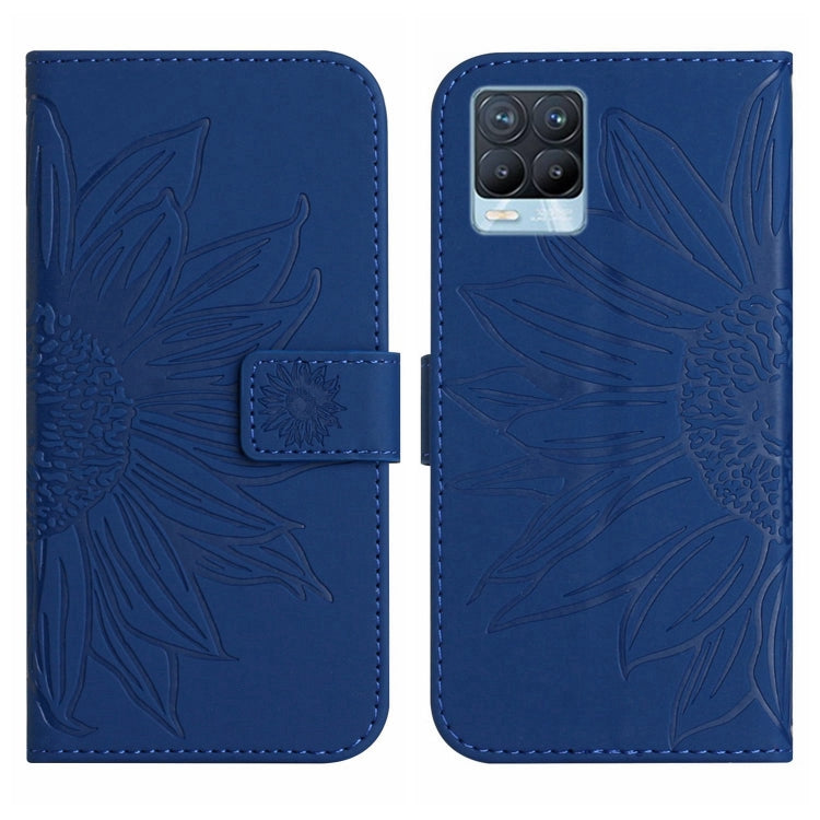 For Realme 8 4G/Realme 8 Pro Skin Feel Sun Flower Pattern Flip Leather Phone Case with Lanyard