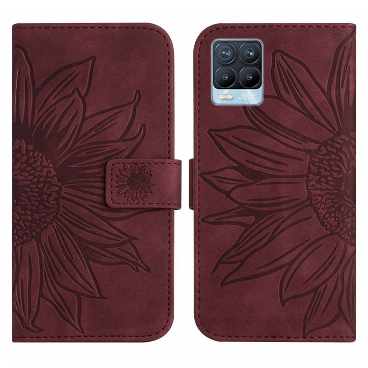 For Realme 8 4G/Realme 8 Pro Skin Feel Sun Flower Pattern Flip Leather Phone Case with Lanyard