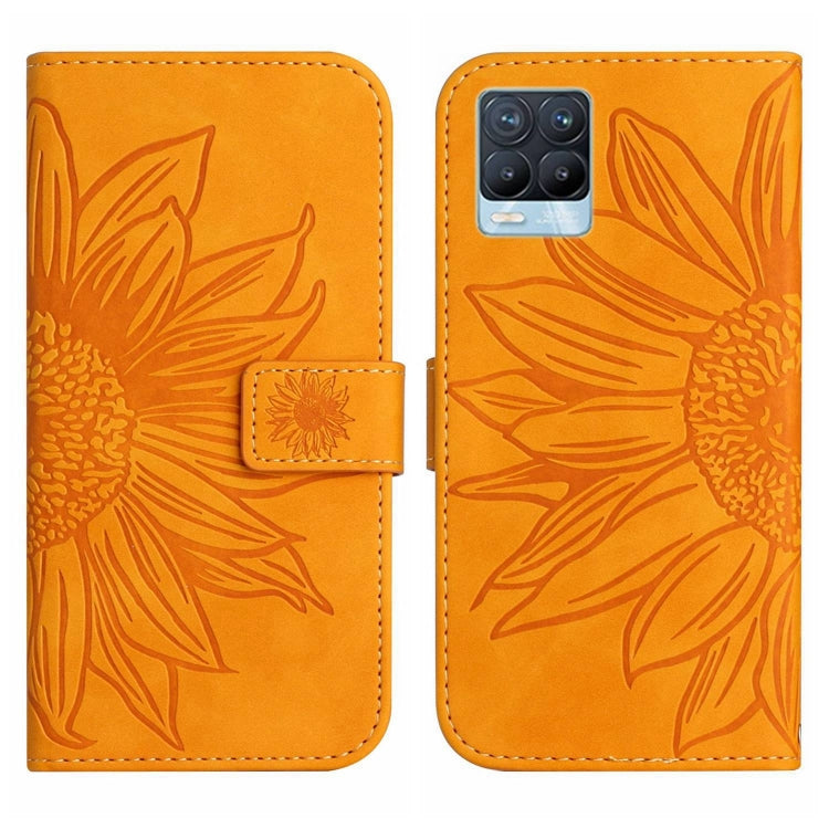 For Realme 8 4G/Realme 8 Pro Skin Feel Sun Flower Pattern Flip Leather Phone Case with Lanyard