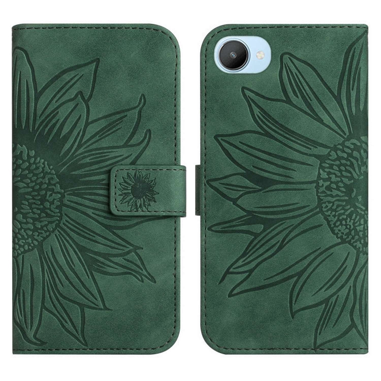 For Realme C30/Narzo 50i Prime Skin Feel Sun Flower Pattern Flip Leather Phone Case with Lanyard