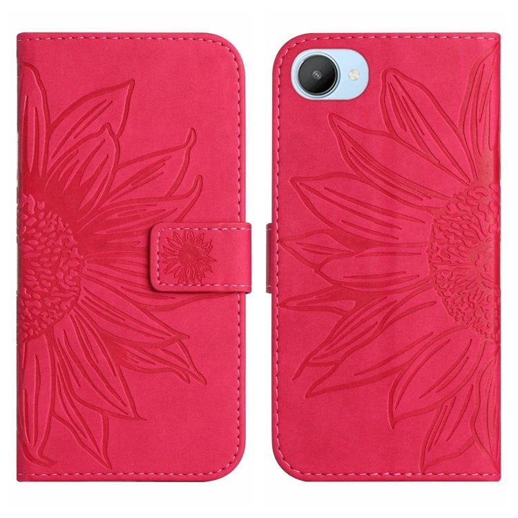 For Realme C30/Narzo 50i Prime Skin Feel Sun Flower Pattern Flip Leather Phone Case with Lanyard