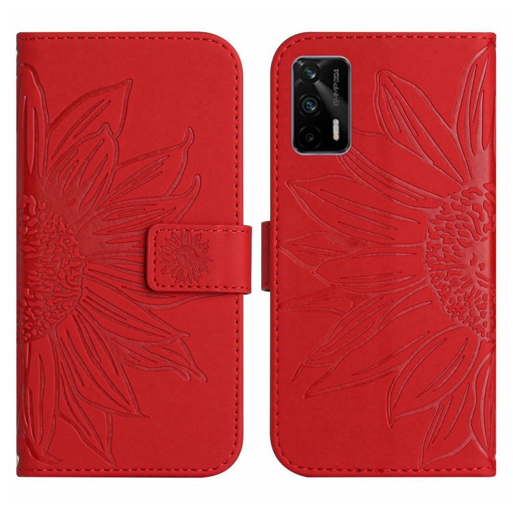 For Realme GT/GT NEO Skin Feel Sun Flower Pattern Flip Leather Phone Case with Lanyard