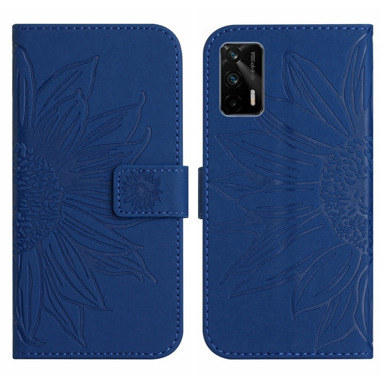 For Realme GT/GT NEO Skin Feel Sun Flower Pattern Flip Leather Phone Case with Lanyard
