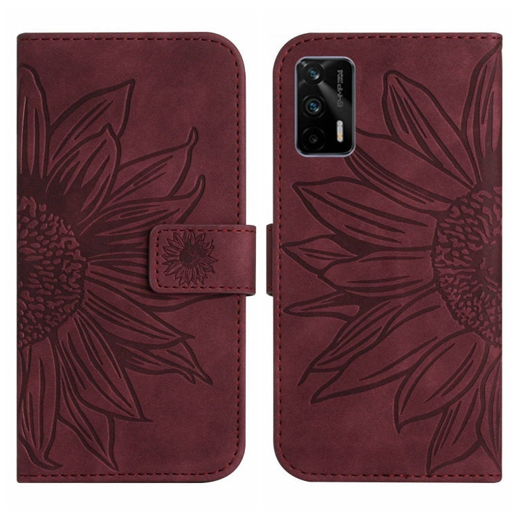 For Realme GT/GT NEO Skin Feel Sun Flower Pattern Flip Leather Phone Case with Lanyard