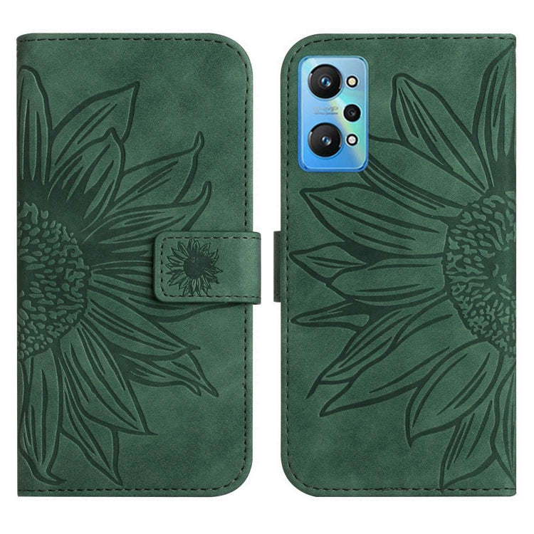 For Realme GT Neo2 Skin Feel Sun Flower Pattern Flip Leather Phone Case with Lanyard