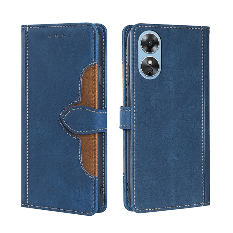 For OPPO A17 Skin Feel Magnetic Buckle Leather Phone Case