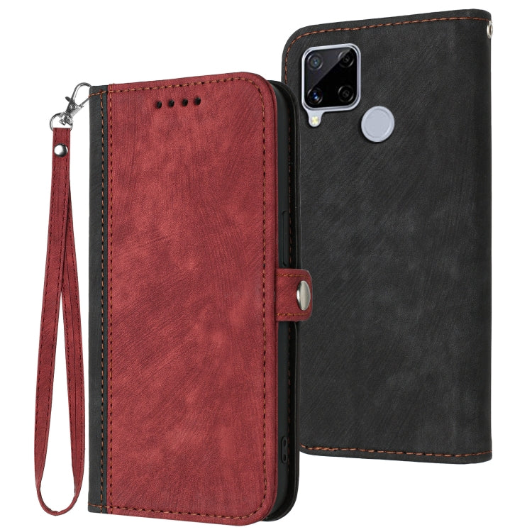For Realme C12 / C15 Side Buckle Double Fold Hand Strap Leather Phone Case