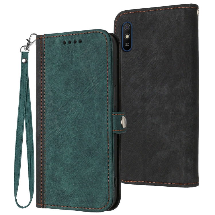 For Xiaomi Redmi 9A Side Buckle Double Fold Hand Strap Leather Phone Case