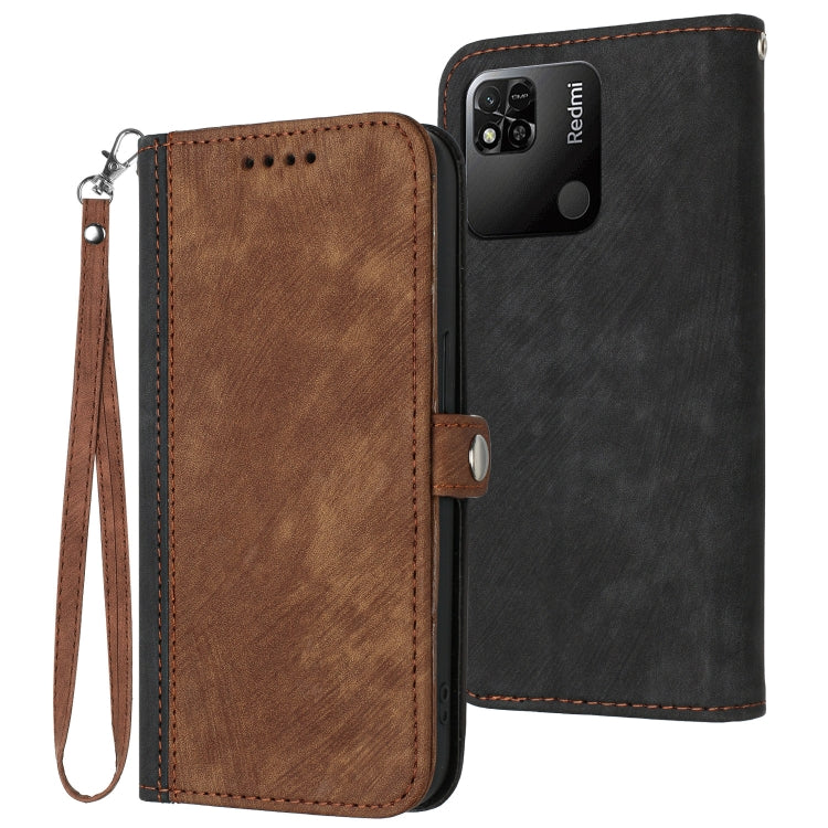 For Xiaomi Redmi 10A Side Buckle Double Fold Hand Strap Leather Phone Case