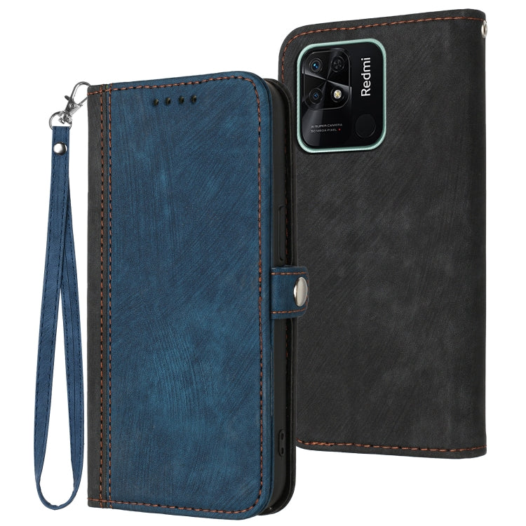 For Xiaomi Redmi 10C Side Buckle Double Fold Hand Strap Leather Phone Case