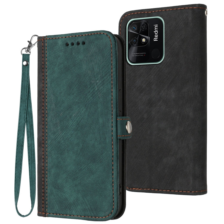For Xiaomi Redmi 10C Side Buckle Double Fold Hand Strap Leather Phone Case
