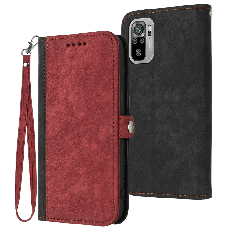 For Xiaomi Redmi Note 10 4G / 10S Side Buckle Double Fold Hand Strap Leather Phone Case