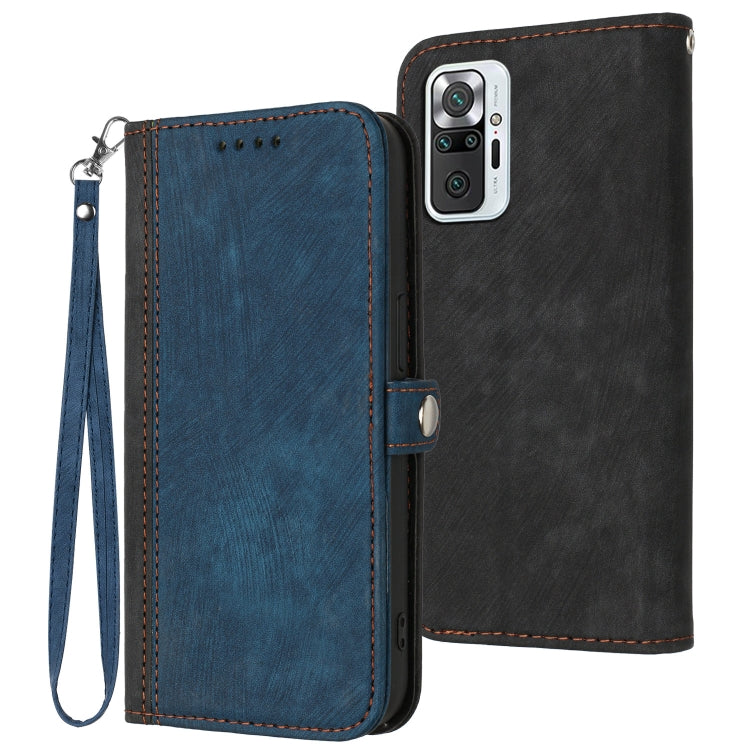 For Xiaomi Redmi Note 10 Pro 4G Side Buckle Double Fold Hand Strap Leather Phone Case