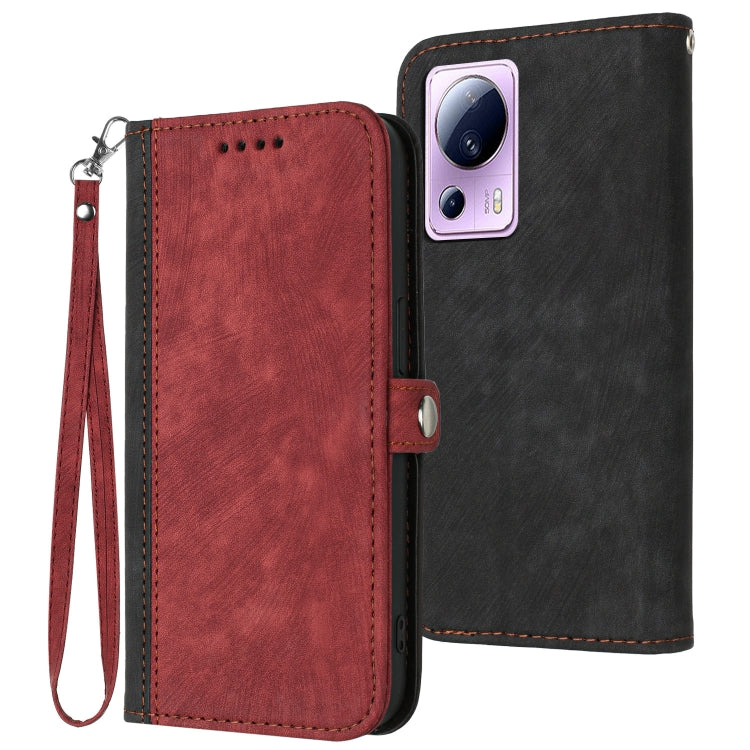 For Xiaomi Civi 2 Side Buckle Double Fold Hand Strap Leather Phone Case