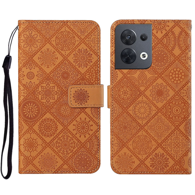 For OPPO Reno8 Ethnic Style Embossed Pattern Leather Phone Case
