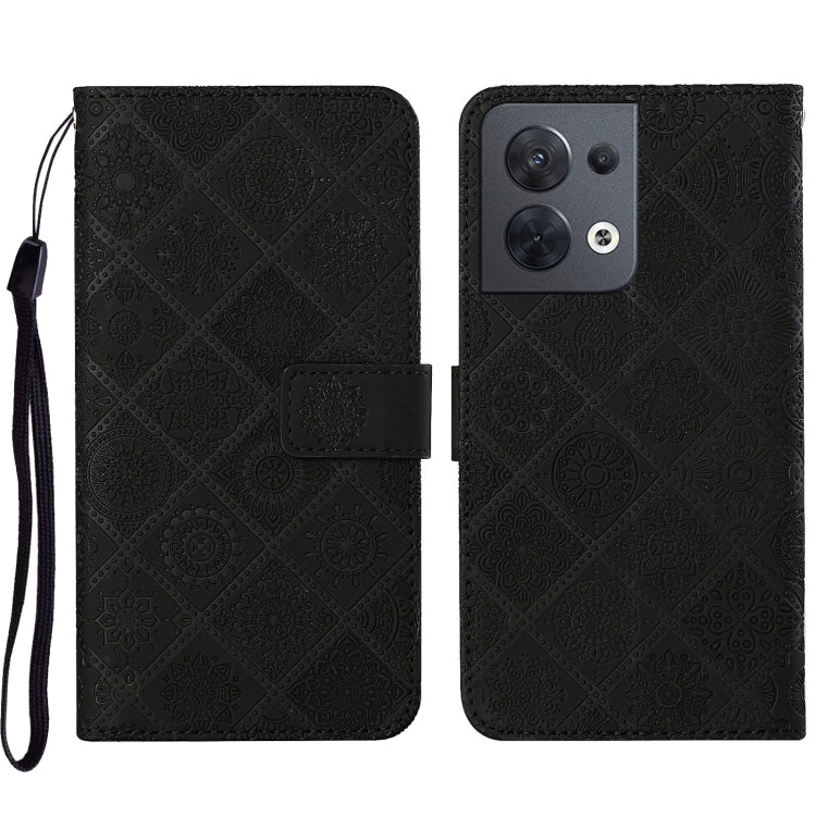 For OPPO Reno8 Ethnic Style Embossed Pattern Leather Phone Case