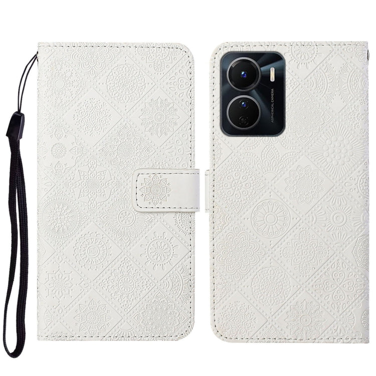For vivo Y16 Ethnic Style Embossed Pattern Leather Phone Case