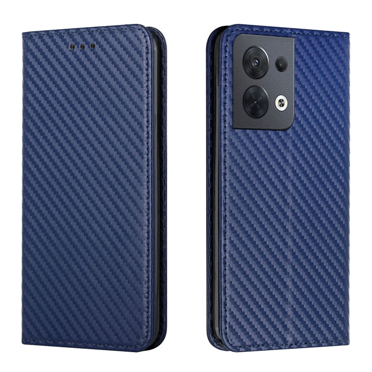 For OPPO Reno8 Carbon Fiber Texture Magnetic Flip Leather Phone Case