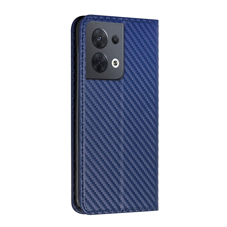 For OPPO Reno8 Carbon Fiber Texture Magnetic Flip Leather Phone Case