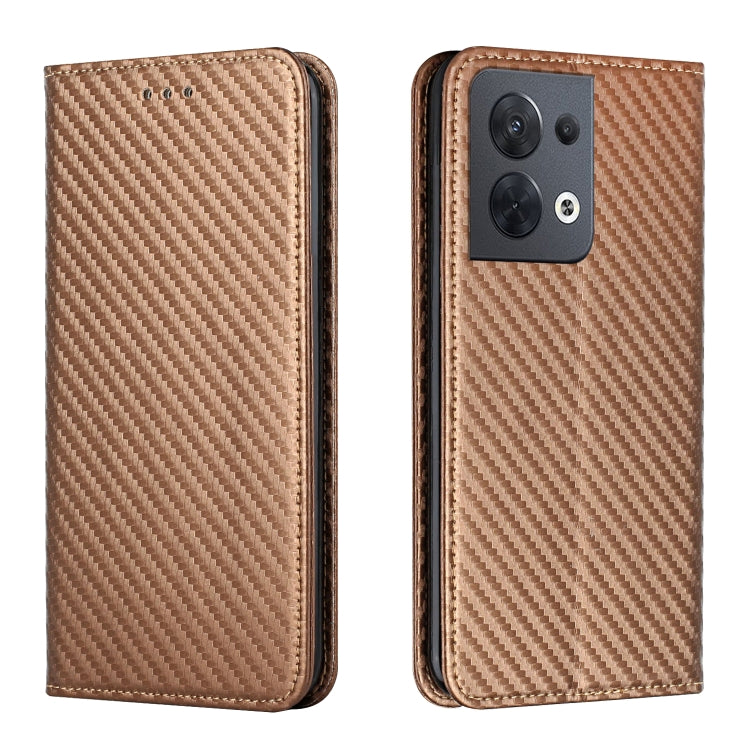 For OPPO Reno8 Carbon Fiber Texture Magnetic Flip Leather Phone Case