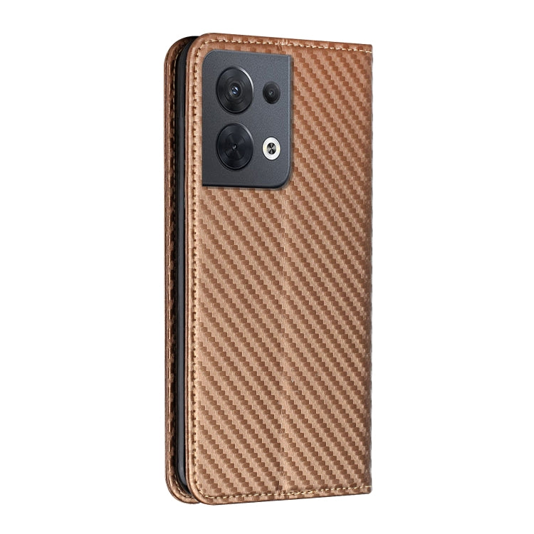 For OPPO Reno8 Carbon Fiber Texture Magnetic Flip Leather Phone Case