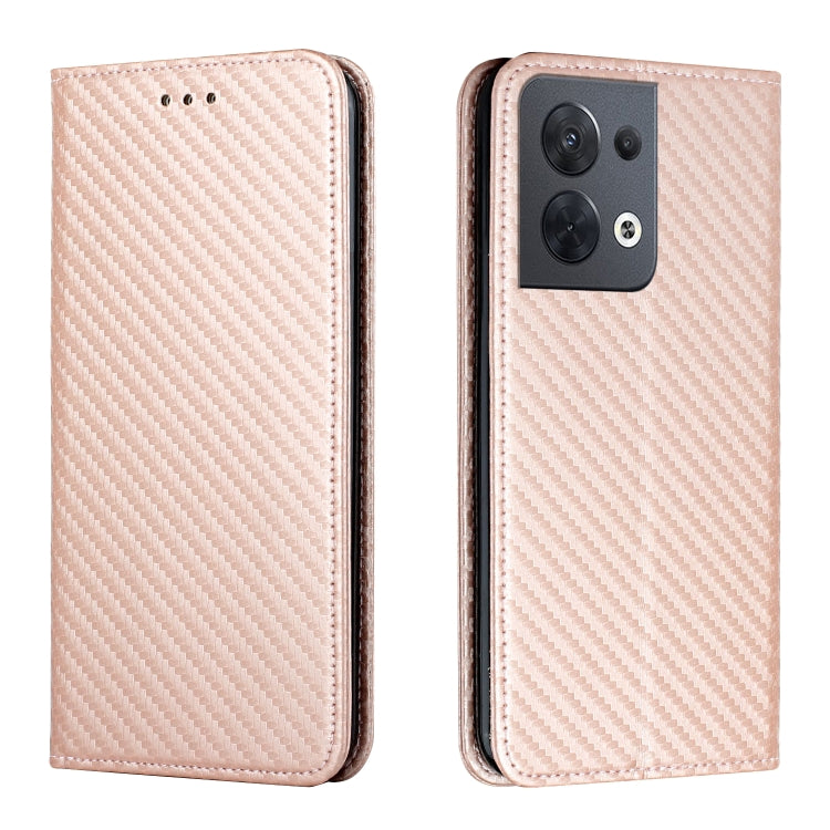 For OPPO Reno8 Carbon Fiber Texture Magnetic Flip Leather Phone Case