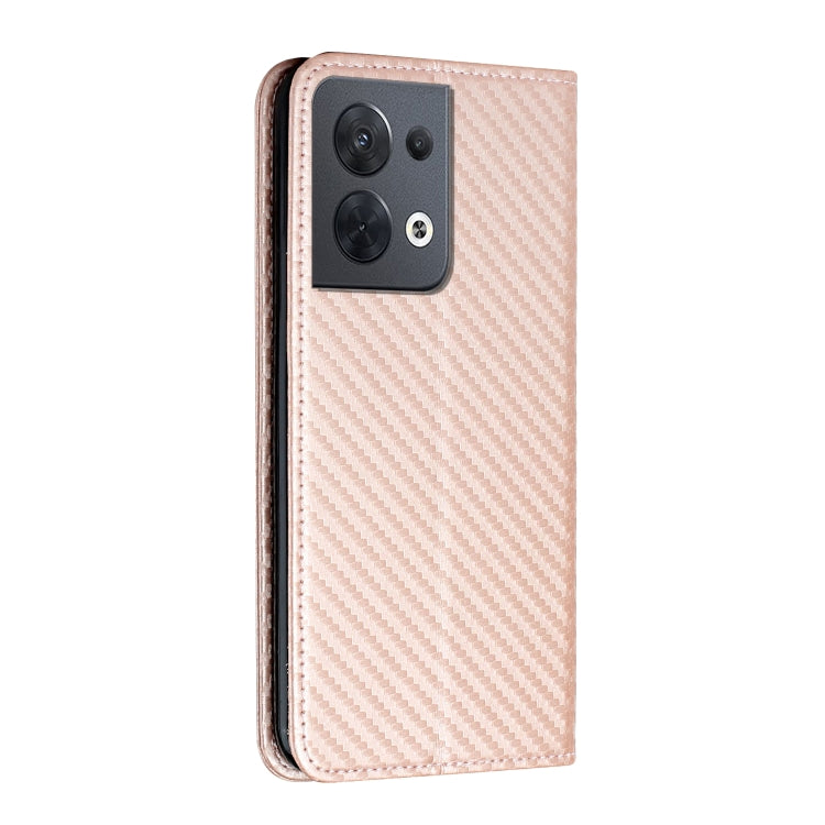 For OPPO Reno8 Carbon Fiber Texture Magnetic Flip Leather Phone Case