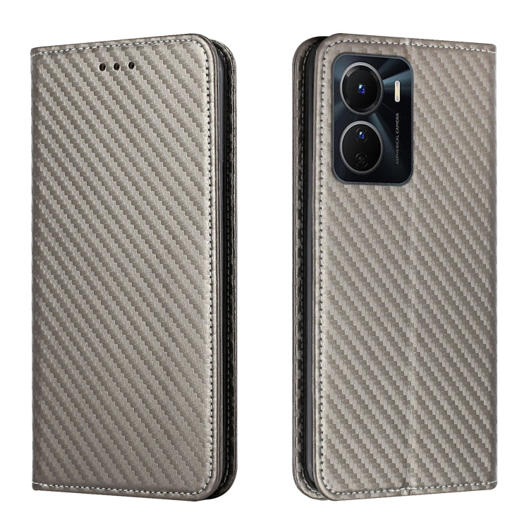 For vivo Y16 Carbon Fiber Texture Magnetic Flip Leather Phone Case