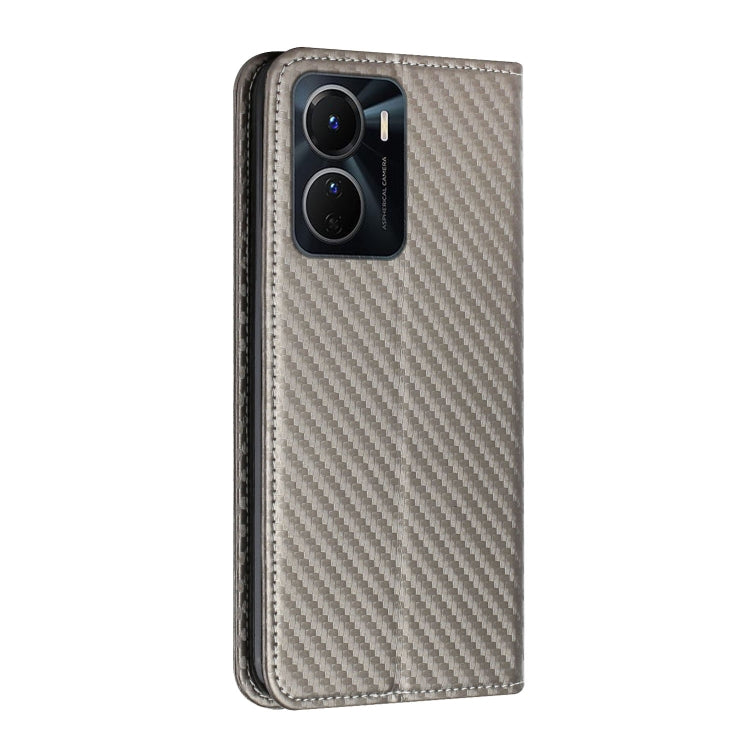 For vivo Y16 Carbon Fiber Texture Magnetic Flip Leather Phone Case