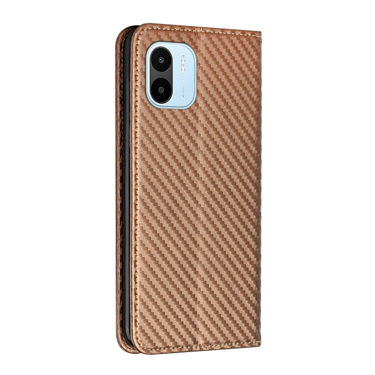 For Xiaomi Redmi A1 Carbon Fiber Texture Magnetic Flip Leather Phone Case