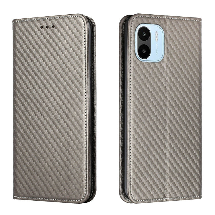 For Xiaomi Redmi A1 Carbon Fiber Texture Magnetic Flip Leather Phone Case