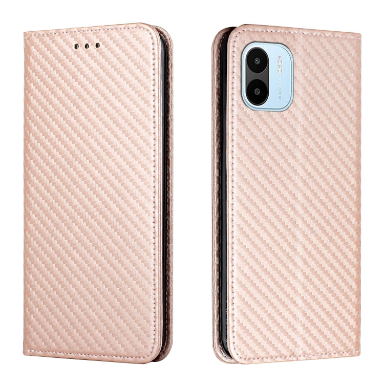 For Xiaomi Redmi A1 Carbon Fiber Texture Magnetic Flip Leather Phone Case