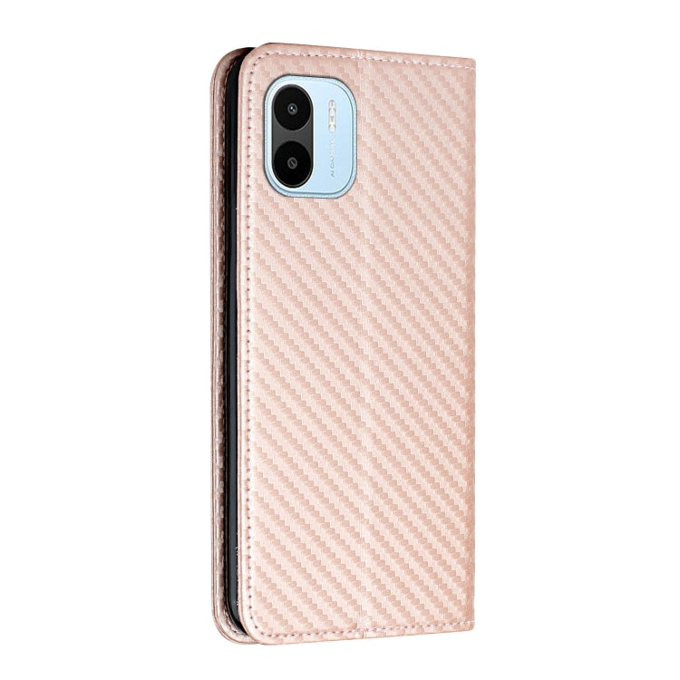 For Xiaomi Redmi A1 Carbon Fiber Texture Magnetic Flip Leather Phone Case