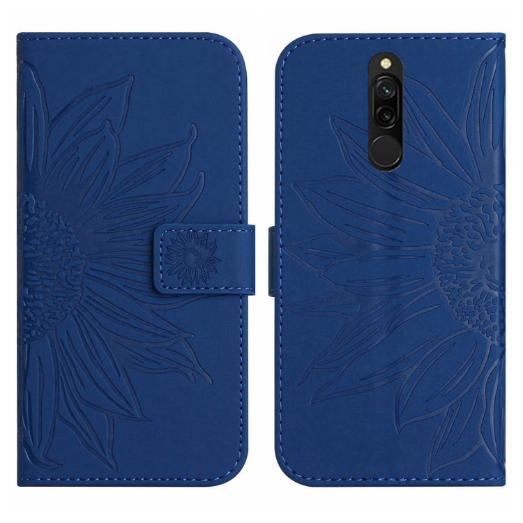For Xiaomi Redmi 8 / 8A Skin Feel Sun Flower Pattern Flip Leather Phone Case with Lanyard