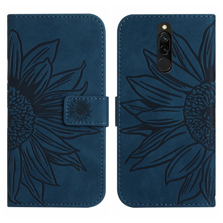 For Xiaomi Redmi 8 / 8A Skin Feel Sun Flower Pattern Flip Leather Phone Case with Lanyard
