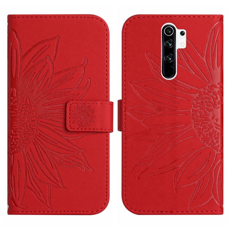 For Xiaomi Redmi 9 / POCO M2 Skin Feel Sun Flower Pattern Flip Leather Phone Case with Lanyard
