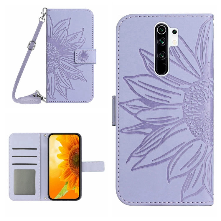 For Xiaomi Redmi 9 / POCO M2 Skin Feel Sun Flower Pattern Flip Leather Phone Case with Lanyard