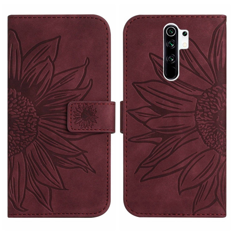 For Xiaomi Redmi 9 / POCO M2 Skin Feel Sun Flower Pattern Flip Leather Phone Case with Lanyard
