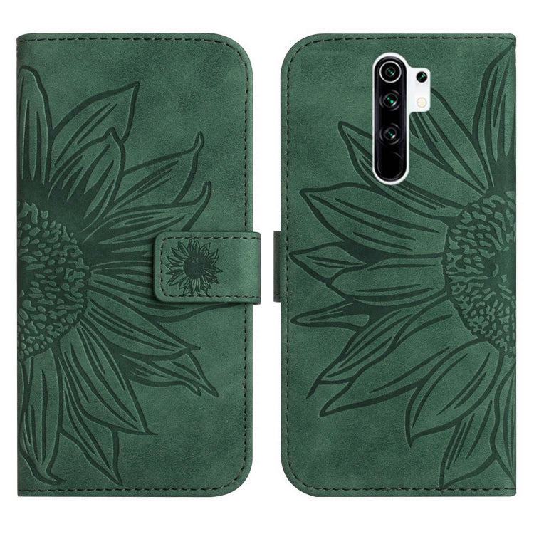 For Xiaomi Redmi 9 / POCO M2 Skin Feel Sun Flower Pattern Flip Leather Phone Case with Lanyard