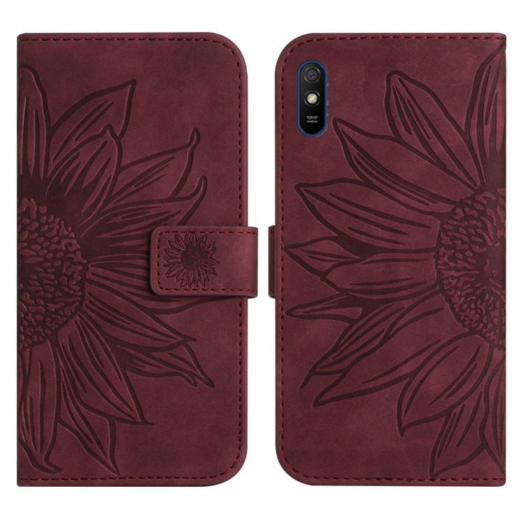 For Xiaomi Redmi 9A / 9i Skin Feel Sun Flower Pattern Flip Leather Phone Case with Lanyard